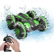(Green) - Toys for 5-10 Year Old Boys Joyfun Amphibious RC Car for Kids 2.4 GHz Remote Control Boat Waterproof RC Monster Truck Stunt Car 4WD Remote Control Vehicle Girls Gifts All Terrain Water Beach Pool Toy