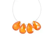 10 Cubic Zirconia Flat Pear Briolette Beads 5x7mm Orange / Fire Opal #64034