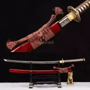 High Quality Manganese Steel Japanese Samurai Full Tang Katana Sword Sharp Red .