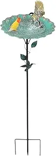 Antique Bird Bath Made of Metal: Standing Bird Feeding Pool for Garden, Sturdy Water Bowl for Outdoor Area Multifunctional Rustproof Shell, Rus Decor