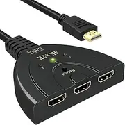 4K HDMI Switch,GANA HDMI Splitter 3 Port HDMI Switcher 3x1 HDMI Selector Box with Pigtail Cable Support 4K 1080P 3D Compatible with Switch Blu-Ray Player Roku TV Stick Xbox PS4 HDTV Monitor