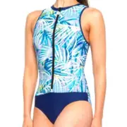 Next Women's Malibu One-Piece razor guard Swimsuit UPF 50+ Sleeveless sz