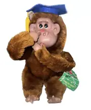 Vintage Russ Rutherford Watch Out World Graduate Nose Picking Monkey Plush 10”