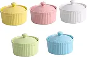 UTHCLO 1Set Ceramic Bowl with Lids for Pudding Baking and Serving Desserts and Easy to Clean for Kitchen Use