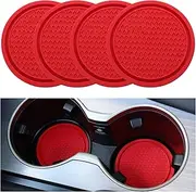 SINGARO Car Cup Coaster, 4PCS Universal Non-Slip Cup Holders Embedded in Ornaments Coaster, Car Interior Accessories, Red