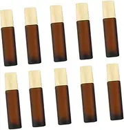 FOYTOKI 10Pcs Brown Glass Roller Bottles for Essential Oils Refillable Liquid Dispenser with Grain Caps Leak Containers for Aromatherapy Fragrances and Travel
