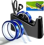 Large Heat Tape Dispenser, Heavy Duty Heat Transfer Tape Dispenser & 10mm x 33M Transparent Blue Heat Tapes Sets Sublimation Tape Holder with Cutter Tape Dispenser