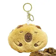 [Mivpzisk] Plush Capybara Wallet, Soft Change Purse with Buckle, Portable Animals Coin Purse, Funny Keychain Plush Ornaments for Girls, Boys