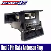 Dual Power 7 Pin Flat Trailer Socket With 50 Amp Anderson Plug with LED Light