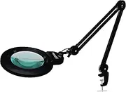 XL Bifocals 1600 Lumens Super LED Magnifying Lamp with Clamp, 18CM Acrylic Lens, 5 Diopter/20 Diopter, Dimmable, Hands Free, 16W, Adjustable Magnifier Lamp for Reading, Crafts & Hobby (Black)