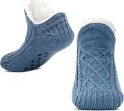 [Tolumo] Slipper Socks for Women Men Warm Keep Sock Non Slip Knitted Thick Sherpa Fleece Lined Cuddly Winter Fluffy Bed Slippers Suitable for Indoor Home Floor