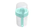 LocknLock To-Go 2-Way Food Container Storage w Fork Utensil 17.6cm Aqua
