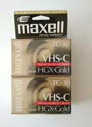 Maxell VHS-C Camcorder Cassette Tapes Package of 4 New Sealed HGX-Gold TC-30