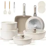 22 Pcs Non-stick Induction Dishwasher and Oven Safe Khaki Ceramic Cookware Set