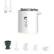 Portable Tiny Air Pump with Built-in Light for Pool Floats, Air Beds, and More - Rechargeable with 1300mAh Battery (Grey)