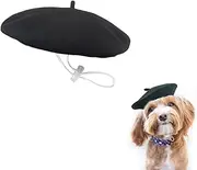 TRADERPLUS Small Dog Beret Wool Hat Cat Fashion Costume Beret Pet French Artist Beanie Beret (Black)