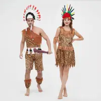 在飛比找蝦皮購物優惠-非洲服裝隔壁泰山舞蹈服成人印第安酋長服裝原始人表演服野人服裝