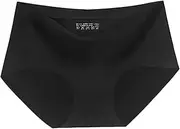 [FARZAH] 3Pcs Women Mid Waist Soft Ice Silk Seamless Lingerie Briefs Underwear Panties Hipster Underpants (Color : Black, Size : Medium)
