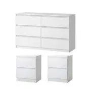Oikiture 6 Chest of Drawers and 2 Bedside Tables Cabinet Bedroom Set