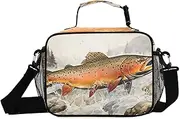 Trout Water Closeup Insulated Lunch Box for Women Men - Ideal for Work, Picnics - Includes Adjustable Shoulder Strap