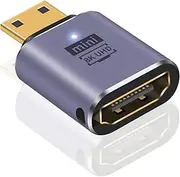 8K Mini HDMI to HDMI Adapter, Mini HDMI Male to HDMI Female Adapter 8k 4K 3D HDR 48Gbps High Speed with LED Indicators, Compatible with Camera, Projector, Tablet, Raspberry Pi, 1pcs