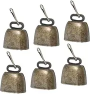 6pcs Cow Bell Iron Bell Vintage Bells Dog Bell Mini Bells Craft Bells Silver Bell Ornaments Bells for Crafts Cheering Cowbells Cow Bell Necklace Cowbell Necklace Olive Green