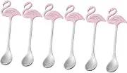 STOBAZA 6pcs Flamingo Spoons Stainless Steel Dessert and Coffee Stirring Spoons Ideal for Home Parties Cafes Pink