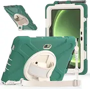 Tablet Case for Samsung Galaxy Tab Active 5 Pro 10.1 inch (2025), 360° Rotating Hand Strap and Stand, Heavy Duty Rugged Shockproof Silicone Cover with Shoulder Strap (Green)