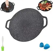 Non-Stick Round Baking Pan, Korean BBQ Grill Pan for Gas Thickened, Korean Grill for Indoor Cooking for Home Kitchen Camping Travel (30cm/11.81in)