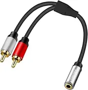 TEKERA 3.5mm to RCA Cable RCA to Aux Adapter, 3.5mm Female to 2 RCA Male Stereo Audio Adapter Y Cable for Smartphone, MP3, Record Player, Speakers, Home Theater (0.3m (1-Pack))
