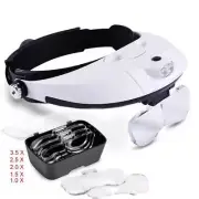 5 Lens LED Repair Helmet Headband Magnifying Glass 1X 1.5X 2X 2.5X 3.5X Head Lou
