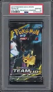 2019 POKEMON SUN & MOON TEAM UP SEALED FOIL PACK PIKACHU & ZEKROM PSA 10 MINT