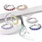 CZ Lined Bendable Hoop Nose Helix Daith Tragus Cartilage Earrings Lip Rings