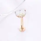 14 Karat Gold Triple Marquise Fire Opal Flower Threadless Push-In Flat Back Stud