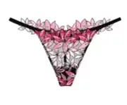 VictoriasSecret NWT Ziggy Glam Medium Pink Floral Embroidery V String Panty Sexy