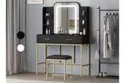 ALFORDSON Dressing Table Stool Set Makeup Mirror LED Vanity Desk Metal Black