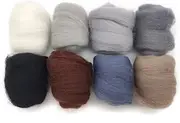Artec360 8 Pack Needle Felting Wool Roving 10g x 8 Color Total 80g Merino Wool 70S (19 Microns) Eco-Friendly Super Soft Natural (a)