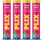 PLIX THE PLANT FIX Glutathione Skin Glow 60 Effervescent Tablets 500mg for Clear and Youthful Skin | Vitamin E Reduces Pigmentation Fades Dark Spots Hydrates Skin | Pack of 4 Strawberry Flavour