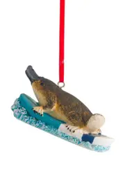 Aussie Christmas Hanging Decoration - Surfing Platypus 8cm