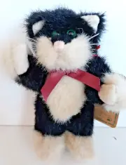 Boyds Bear plush black white cat kitten jointed Shelley 6" tall with tag