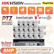 Hikvision NVR 16CH Security CCTV System 4K PTZ 5XZoom Dual Light ColorVu Camera