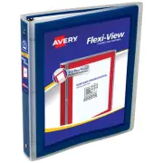 Avery Flexi-View 3 Ring Binder, 1" Round Rings, Navy Blue, 1 Binder