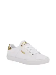 GUESS Women's White Gold Loven Low-Top Sneakers Size: 10