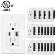 4.8A TypeC USB Outlet Quick Charge 3.0 with Smart Chip 15 Amp TR Receptacle × 20