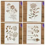 Chrysanthemum Flowers Tree Stencils - DIY Crafts Wall Painting Plastic Stencil