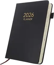 jojofuny Planner 2026: A5 Daily Weekly Monthly Planner - Fake Leather Notebook With Elastic Band Schedule Planning Notebook For Travel Office Academic Use