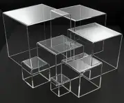 T'z Tagz Clear Acrylic Display Stand 5-Sided Stackable Box, Bin or Dust Cover