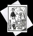 HALLOWEEN Dorothy Scarecrow Toto - Wizard of Oz - COLORING - Greeting Card