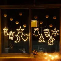 在飛比找樂天市場購物網優惠-圣誕節用品裝飾燈樹花環雪花吸盤LED燈家用櫥窗酒店玻璃場景布