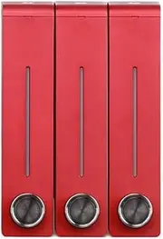 Home Hotel Wall-Mounted Liquid Dispenser Bathroom Punch-Free Pressing Lotion Bottle Toilet Shampoo Shower Gel Box 320ml Soap Lotion Shower Dispenser(Red,Three Heads)